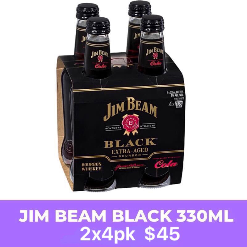 Jim Beam Black 330ml 2X 4pk (8 Stubs) DRINKSNOW! Alcohol Home