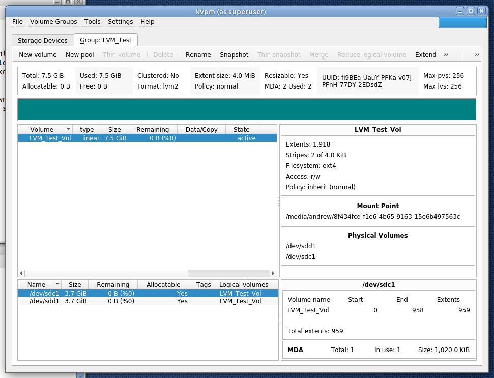 Logical volume manager kizajm