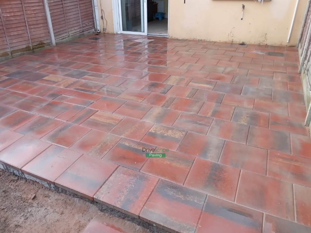 Raised Patio with Classic Rustic Slabs in Clonee, Dublin Drivescape Paving