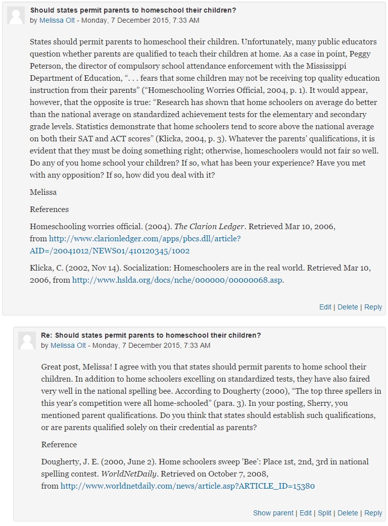 Writing Substantive Online Discussion Posts
