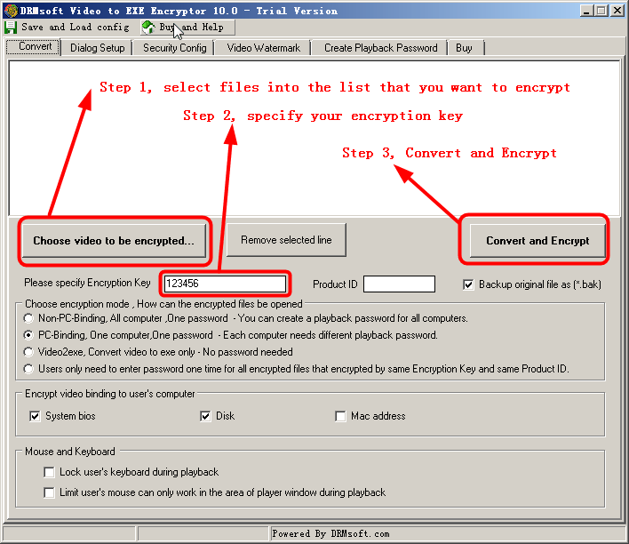 Video Encrypt, Video to exe encryptor 10.0 Online Help