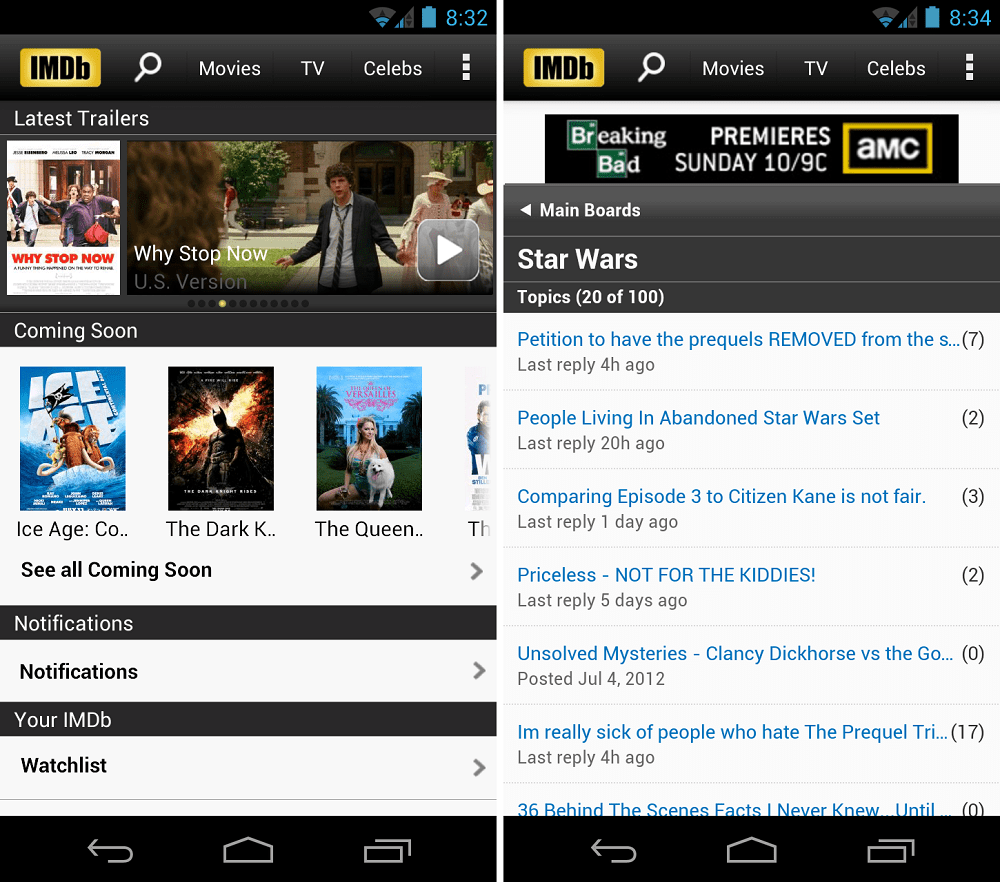 IMDb Android App Updated, Access to the Movie Boards and Titles