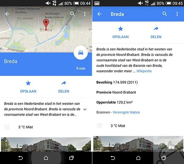 Google Maps 9.1 interessante informatie toegevoegd aan app