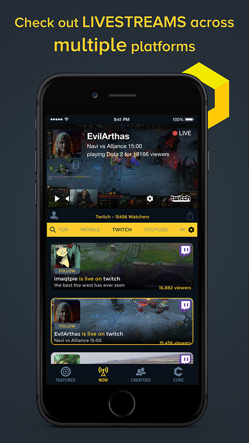Core is a new mobile app that focuses on mobile gaming videos and live