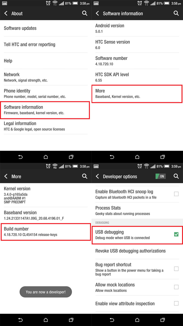How to Enable Developer Options and USB Debugging on Android (JB/KK/L/MM)