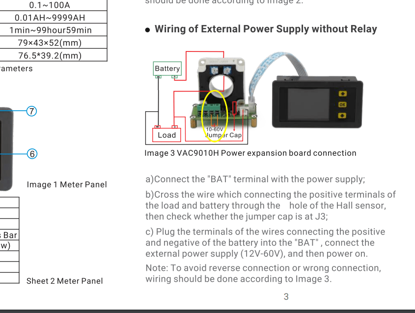 Manual for DROK DC 0-120V 0-100A Digital Multimeter Charge-Discharge