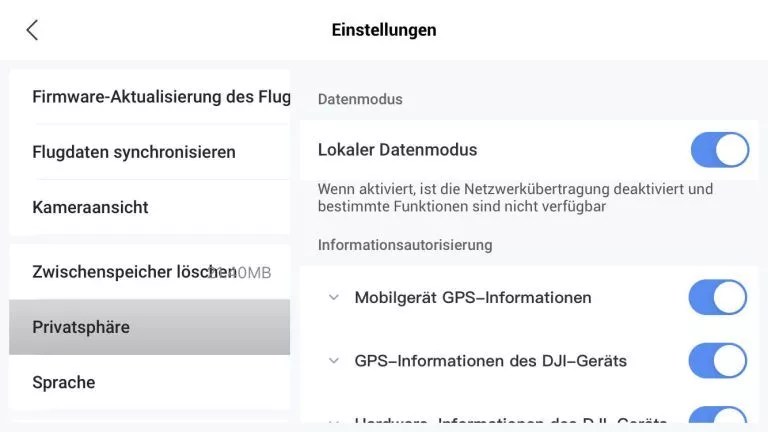 Anleitung Local Data Mode für DJI Fly App aktivieren DroneZone.de