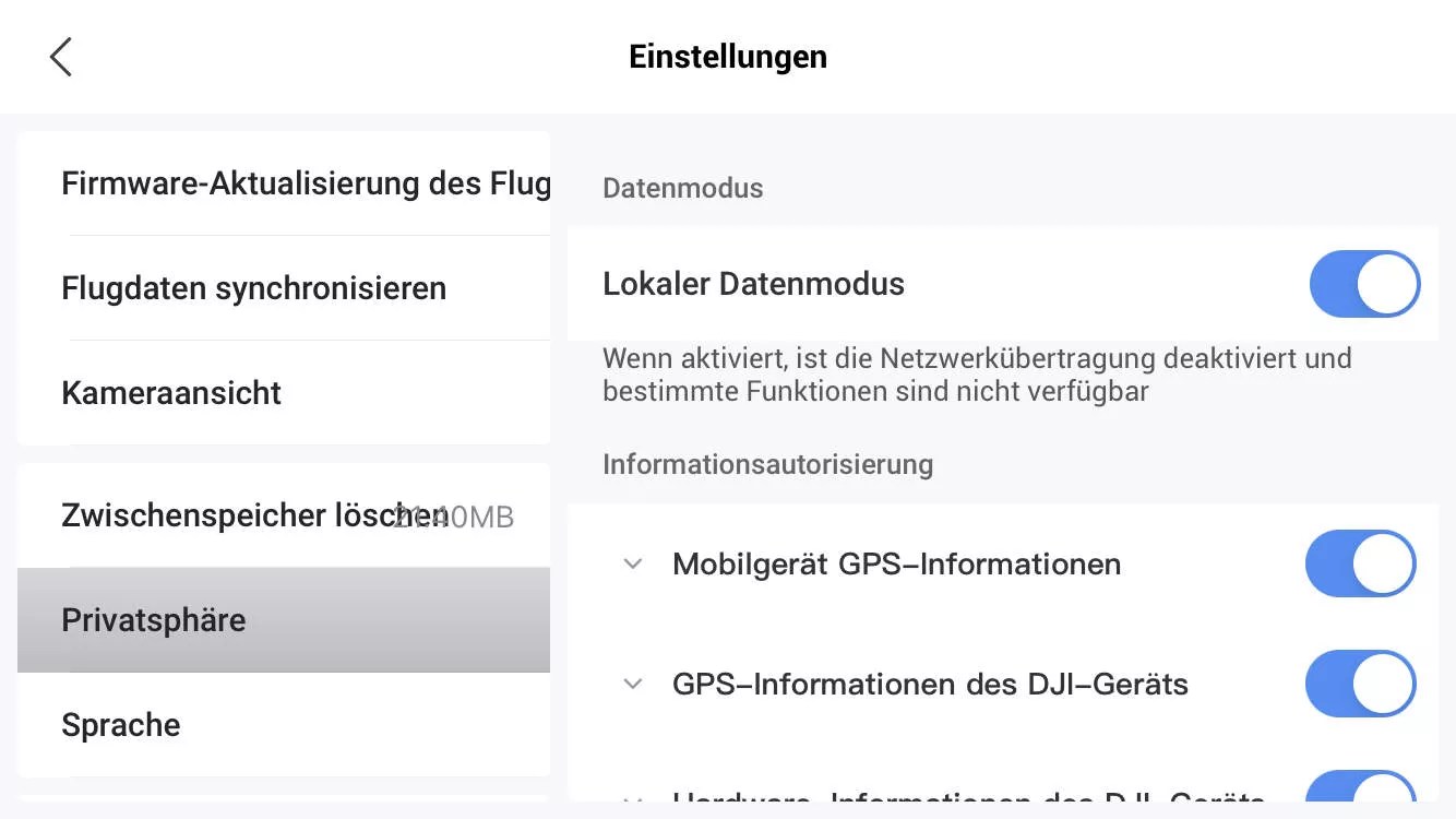 Anleitung Local Data Mode für DJI Fly App aktivieren DroneZone.de