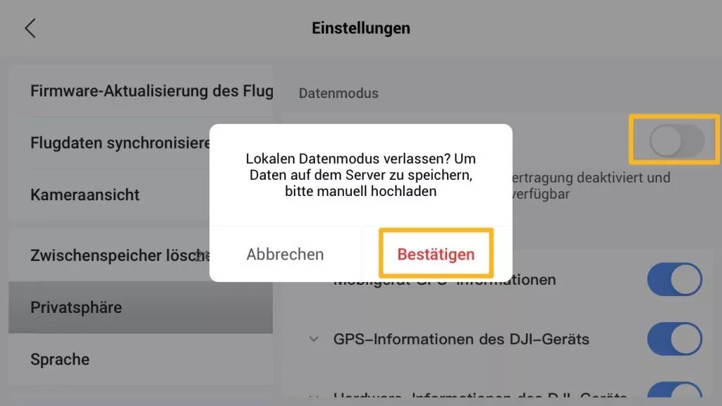 Anleitung Local Data Mode für DJI Fly App aktivieren DroneZone.de