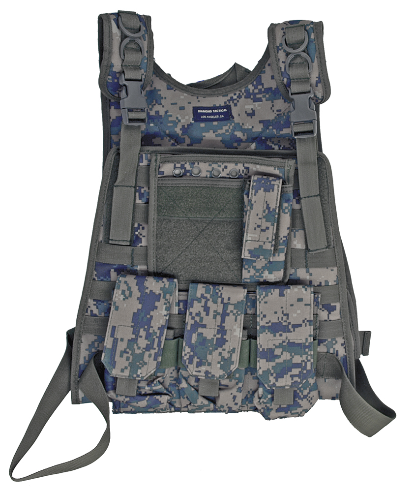 Molle High Speed Plate Carrier Tactical Vest With Pouches Woodland Camo