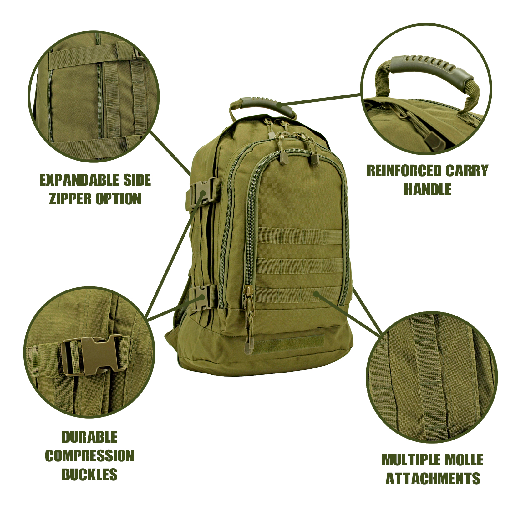 Expandable Tactical Backpack Olive Green