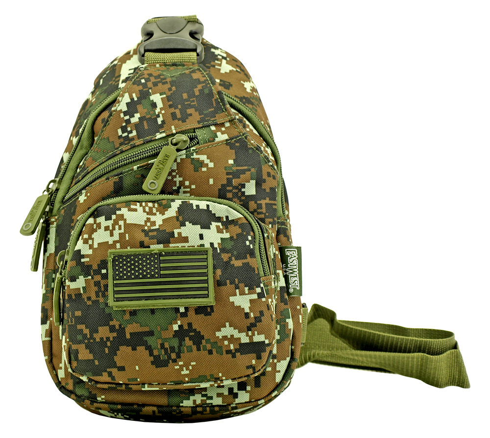 Military Side Sling Bag Green Digital Camo