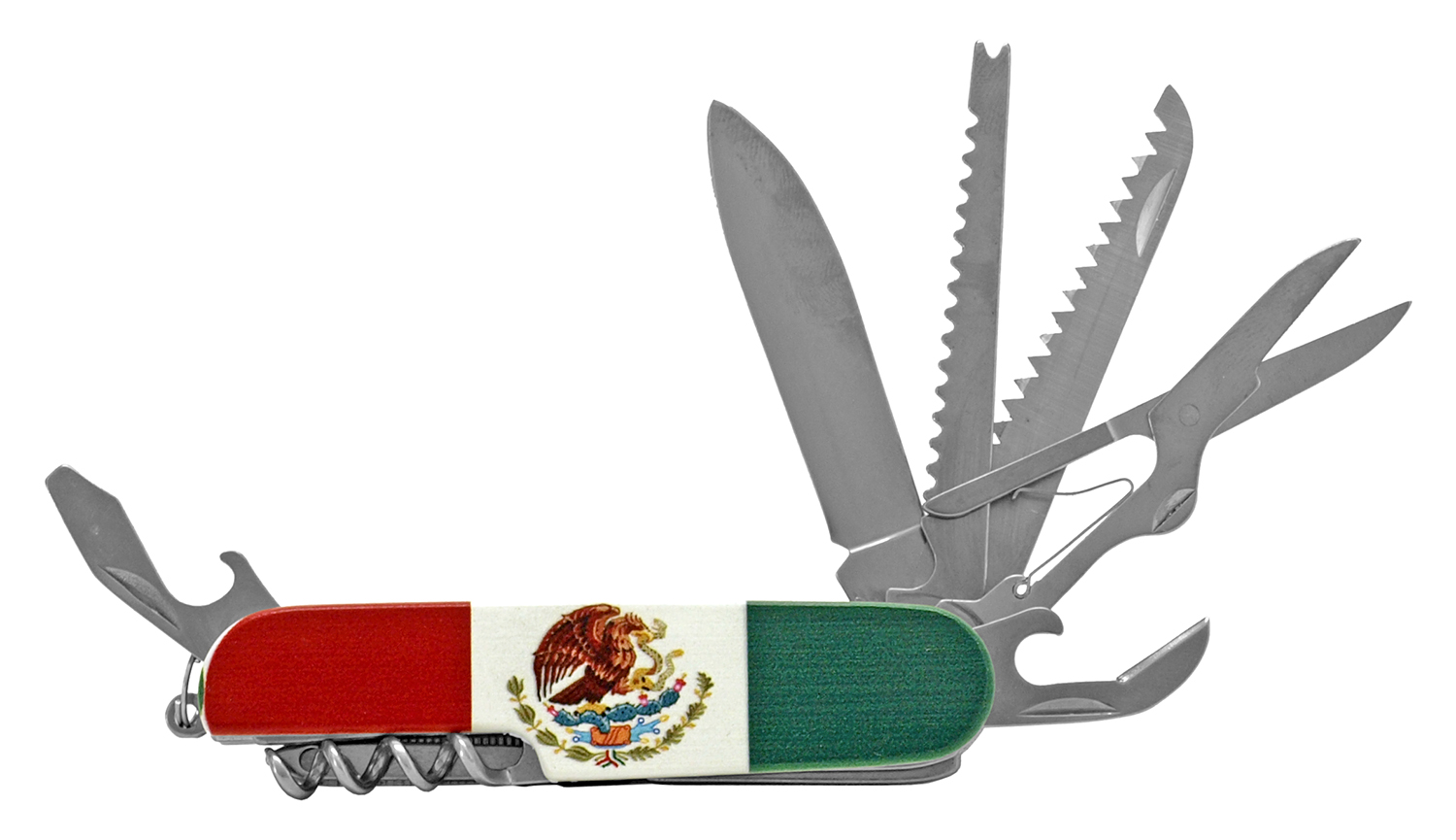 3.5" Utility Swiss Army Style Folding Pocket Knife Mexican Flag