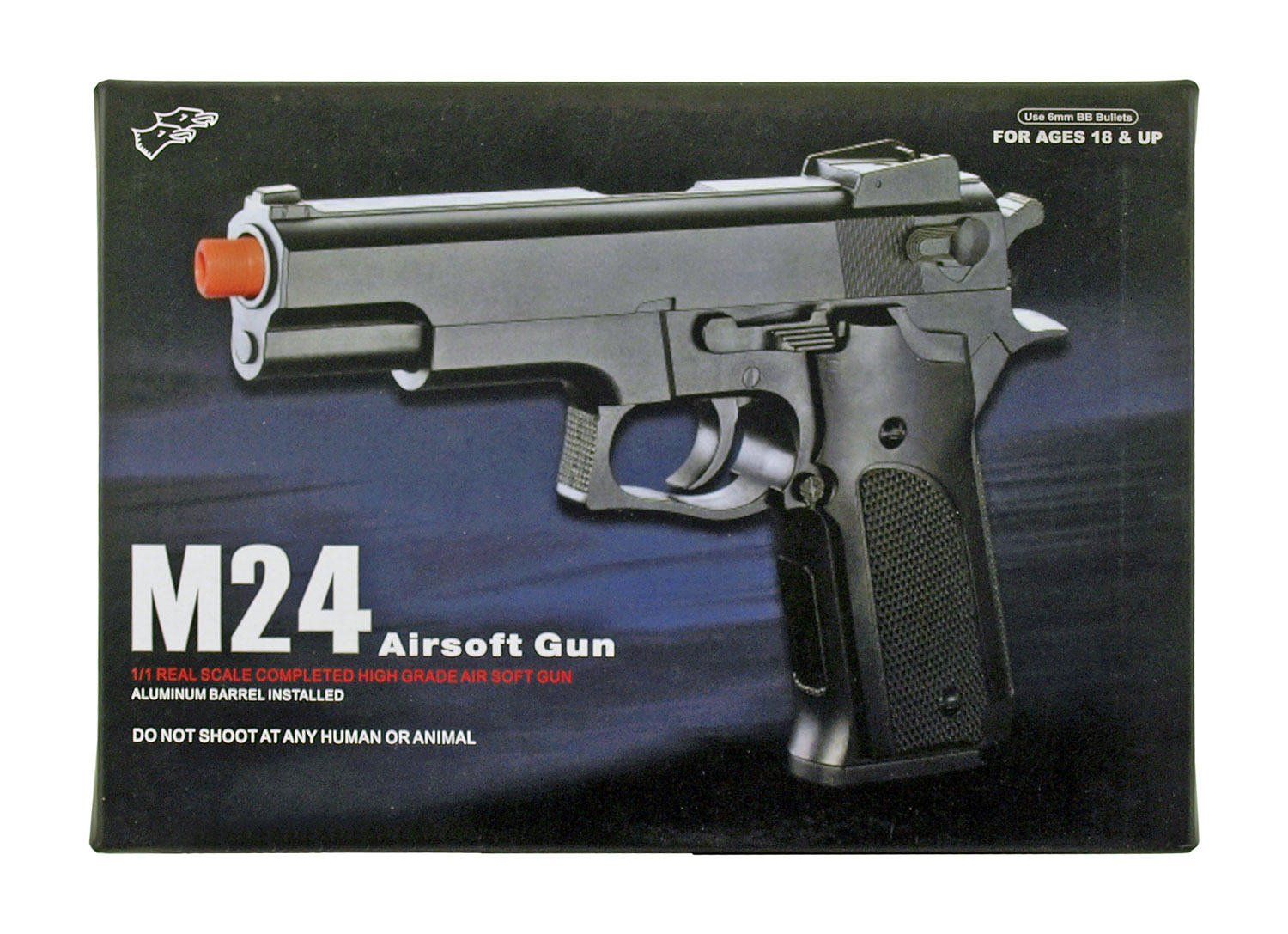 Double Eagle M24 Spring Airsoft Pistol with Threaded Mock Suppressor