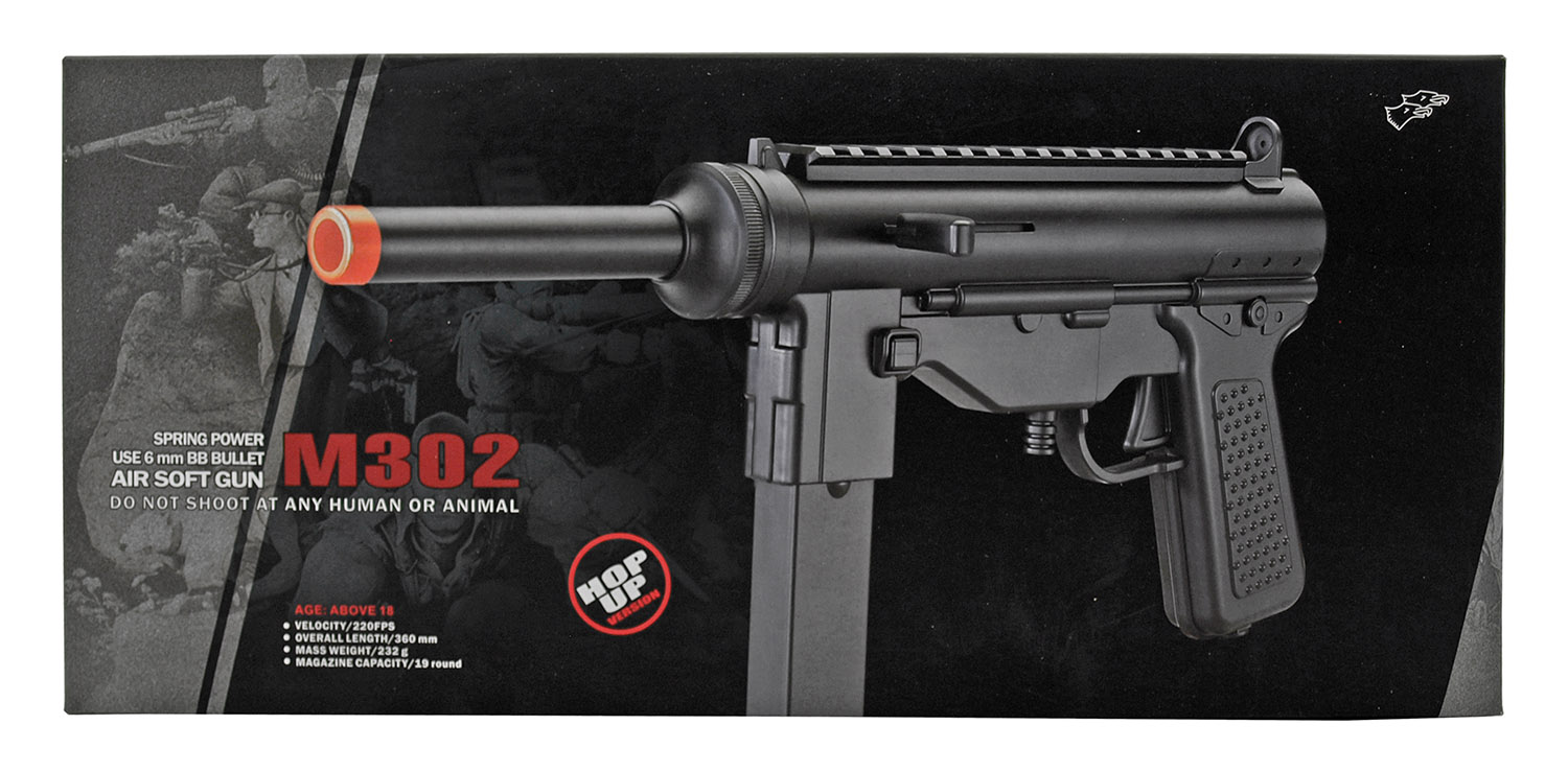 Double Eagle M302 German Troop Airsoft Grease Gun Black