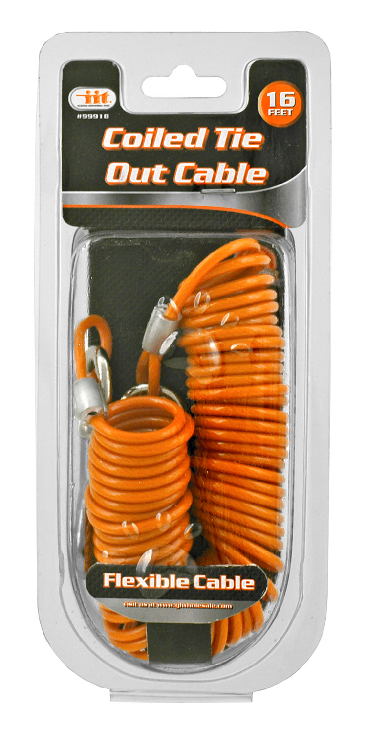 16' Heavy Duty Coiled Tie Out Cable for Dogs