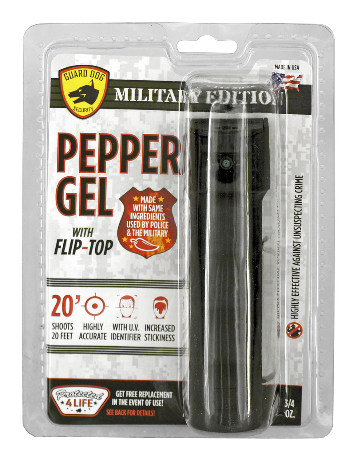 3/4 Ounce Pepper Gel Spray Tactical Black
