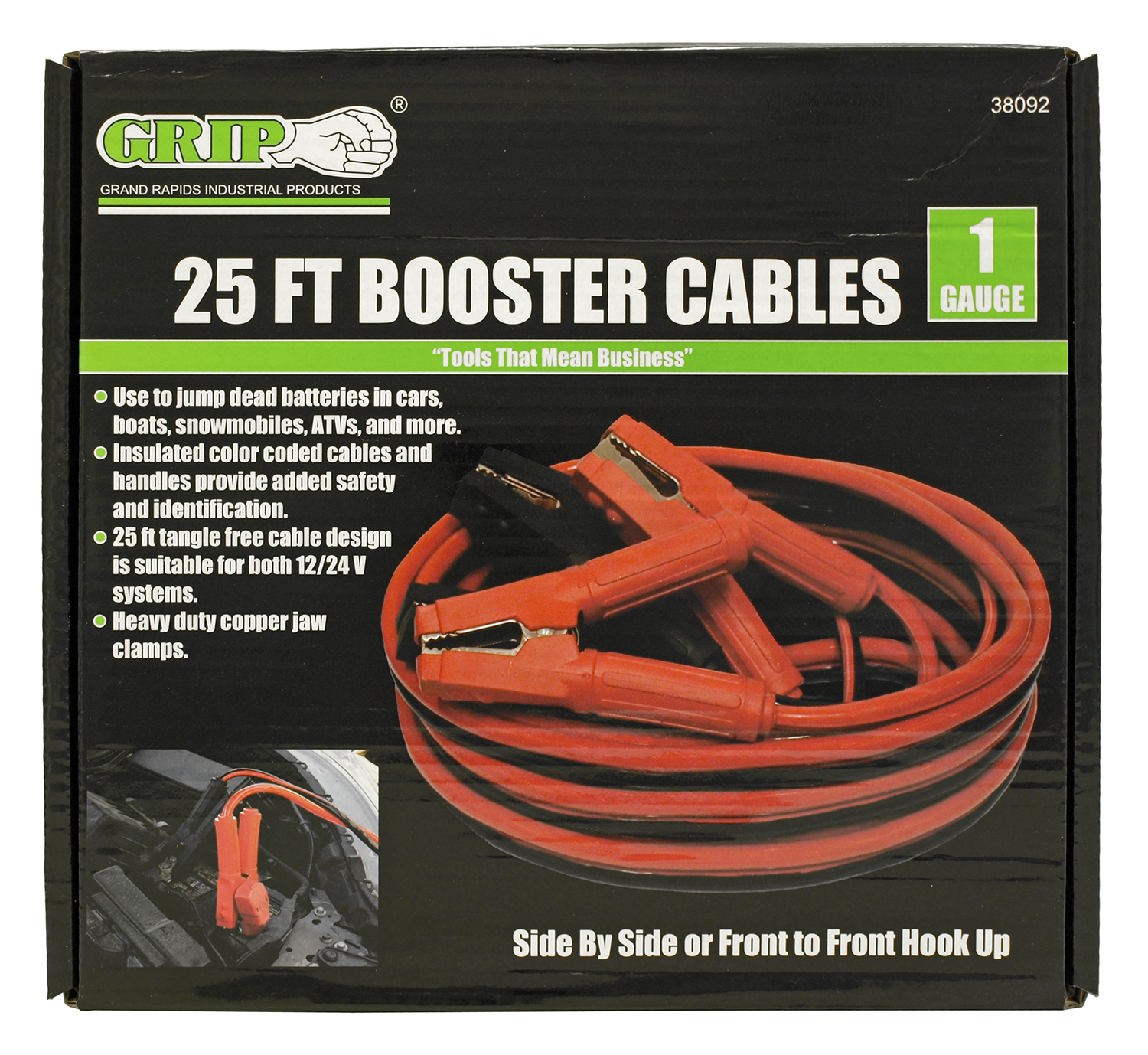 25' Booster Jumper Cables 1 Gauge Grip
