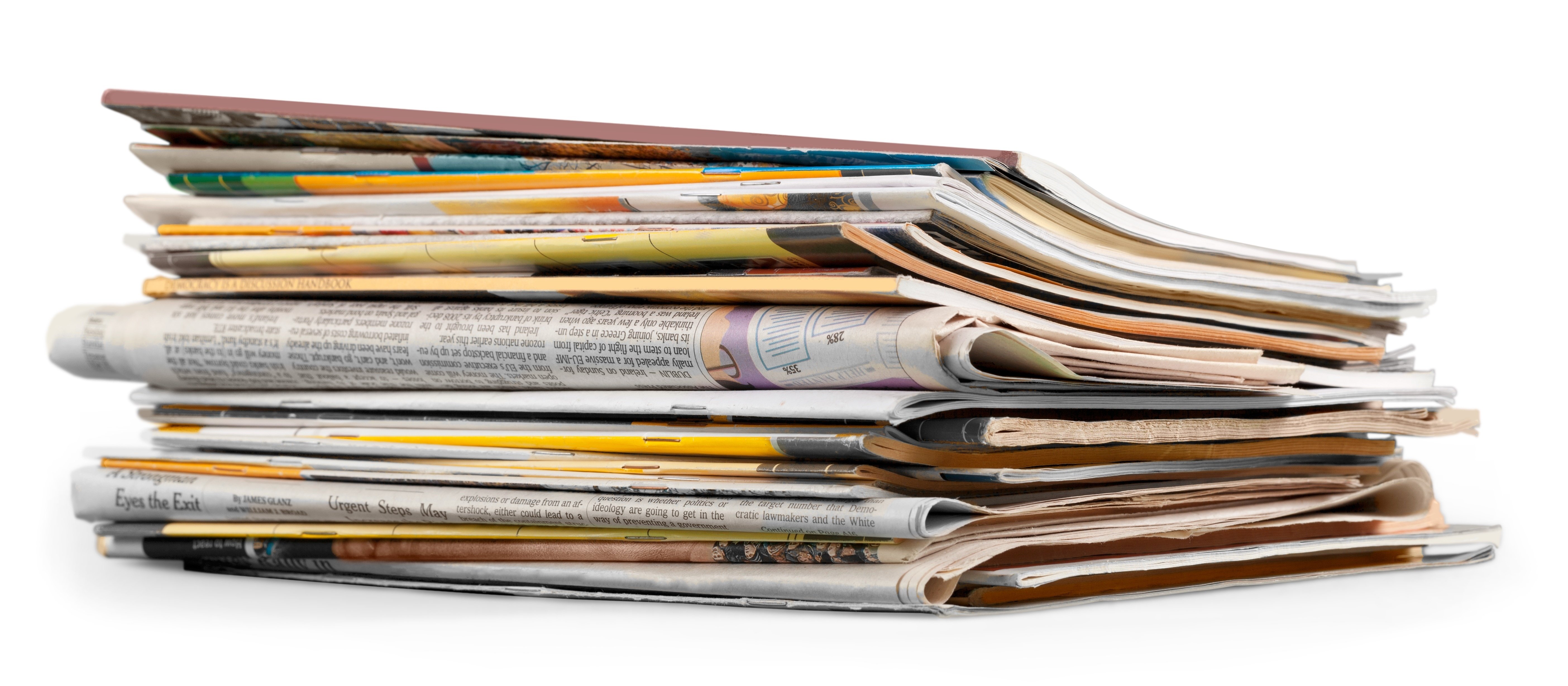 Magazine. Stack of magazines isolated on white background Dropinka