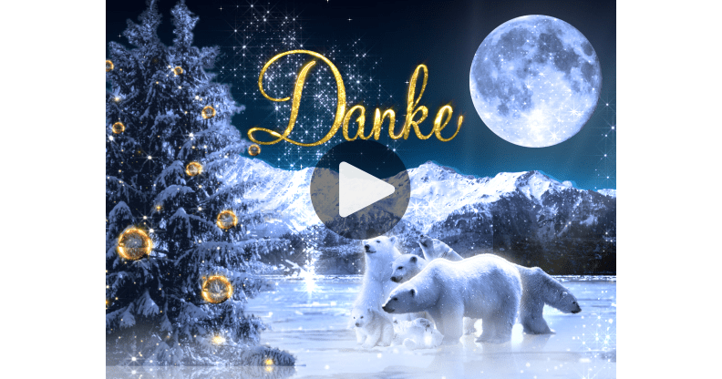 Meine Karte Goldenes Danke mit Eisbären