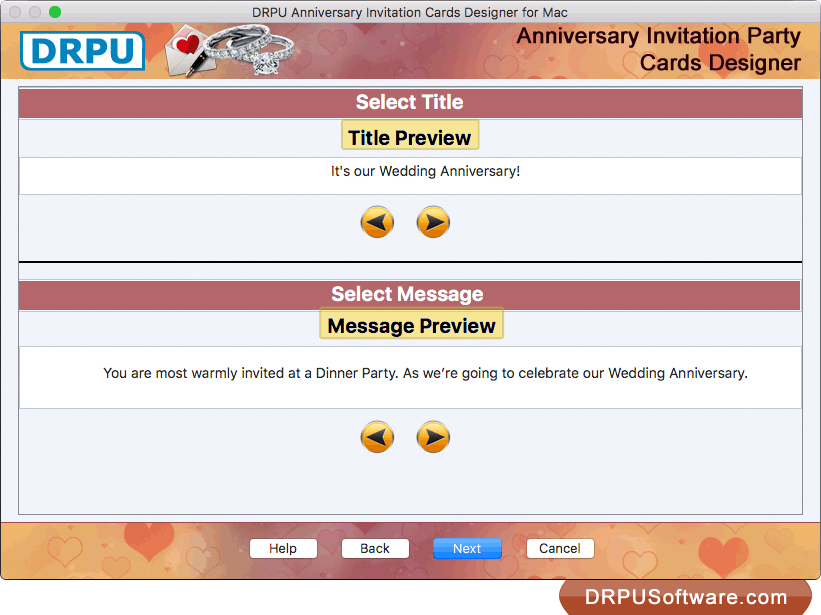 Freeware Anniversary Invitation Cards Designer for Mac by DRPU Software