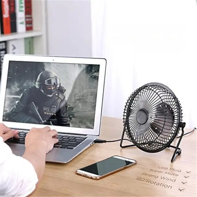 Black Solar Panel Powered USB Fan 8 Inch 5W Cooling Ventilation For