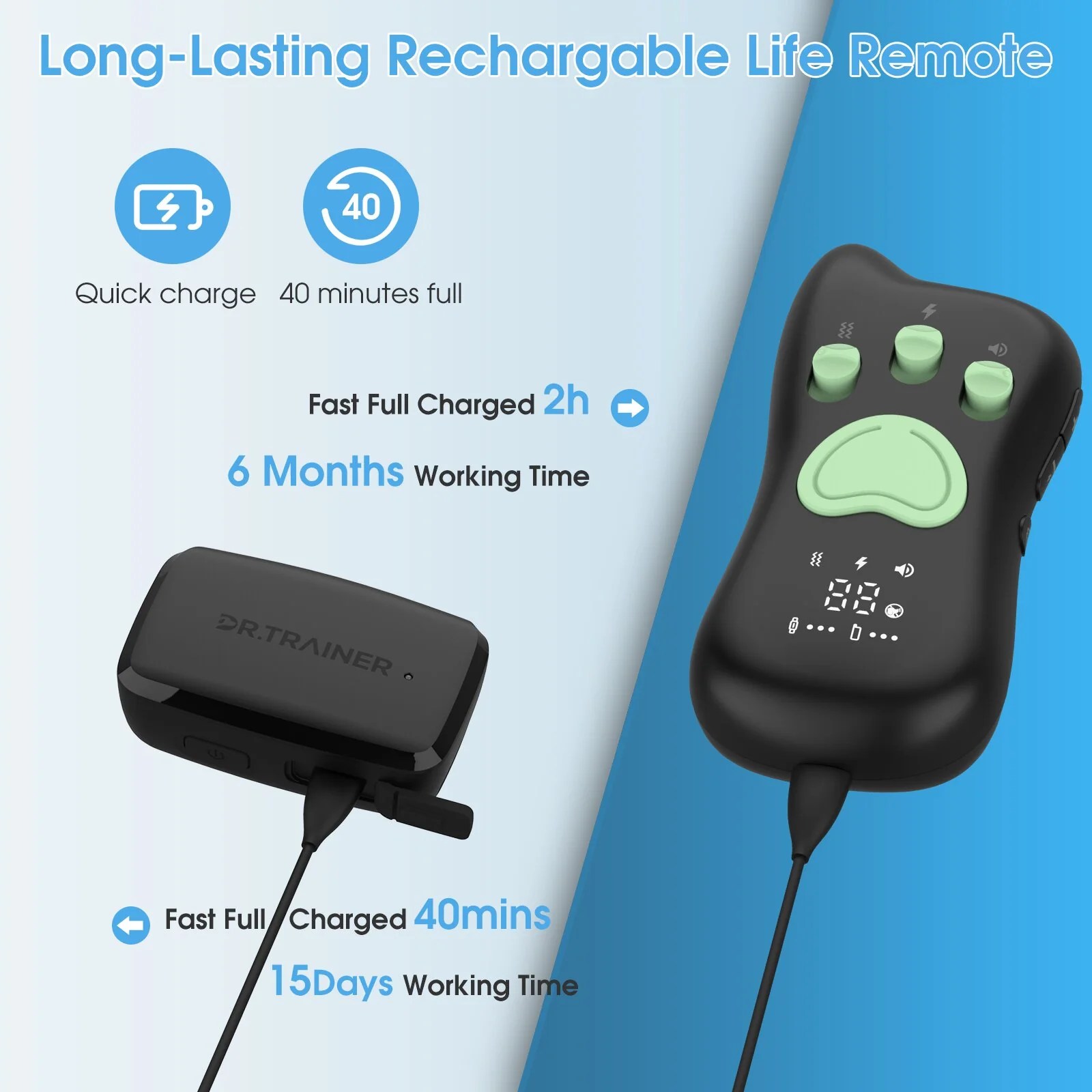 T1S Pro Dr.Trainer Automatic Bark Collar with Remote Control up to 230