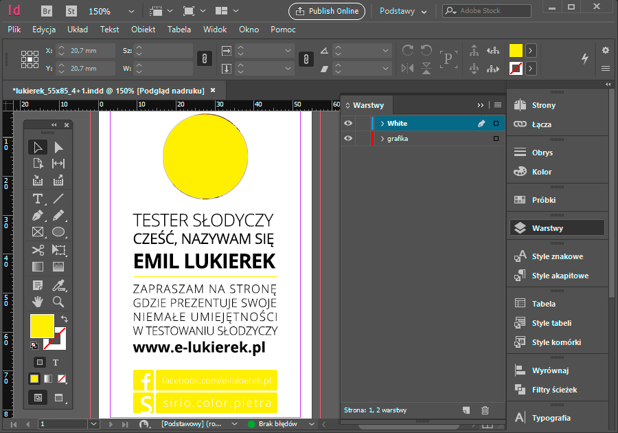 Tutorial InDesign plik z białym nadrukiem i białym