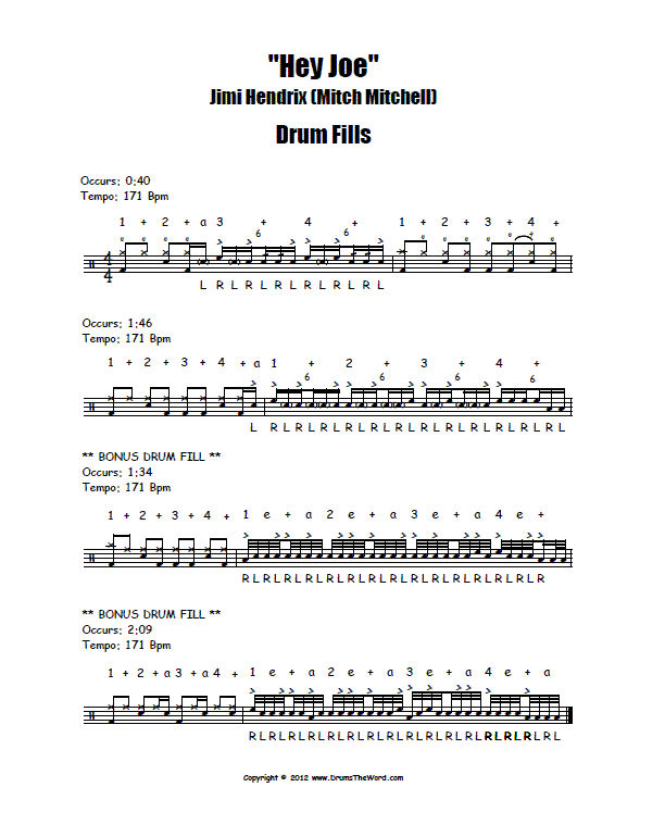 "Hey Joe" Drum Fills Lesson (Jimi Hendrix & Mitch Mitchell) Free