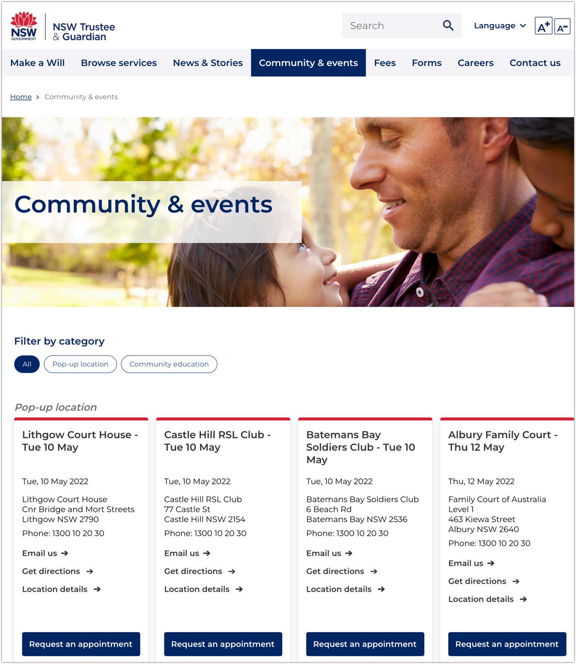 Systems integration for NSW Trustee and Guardian popup locations