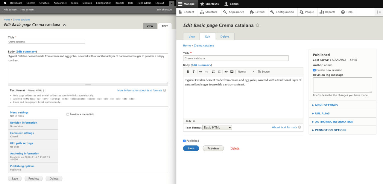 Refreshing the Drupal administration UI