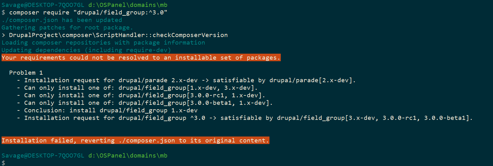 Latest dev requires unsupported Field Group 1.x [3063540]