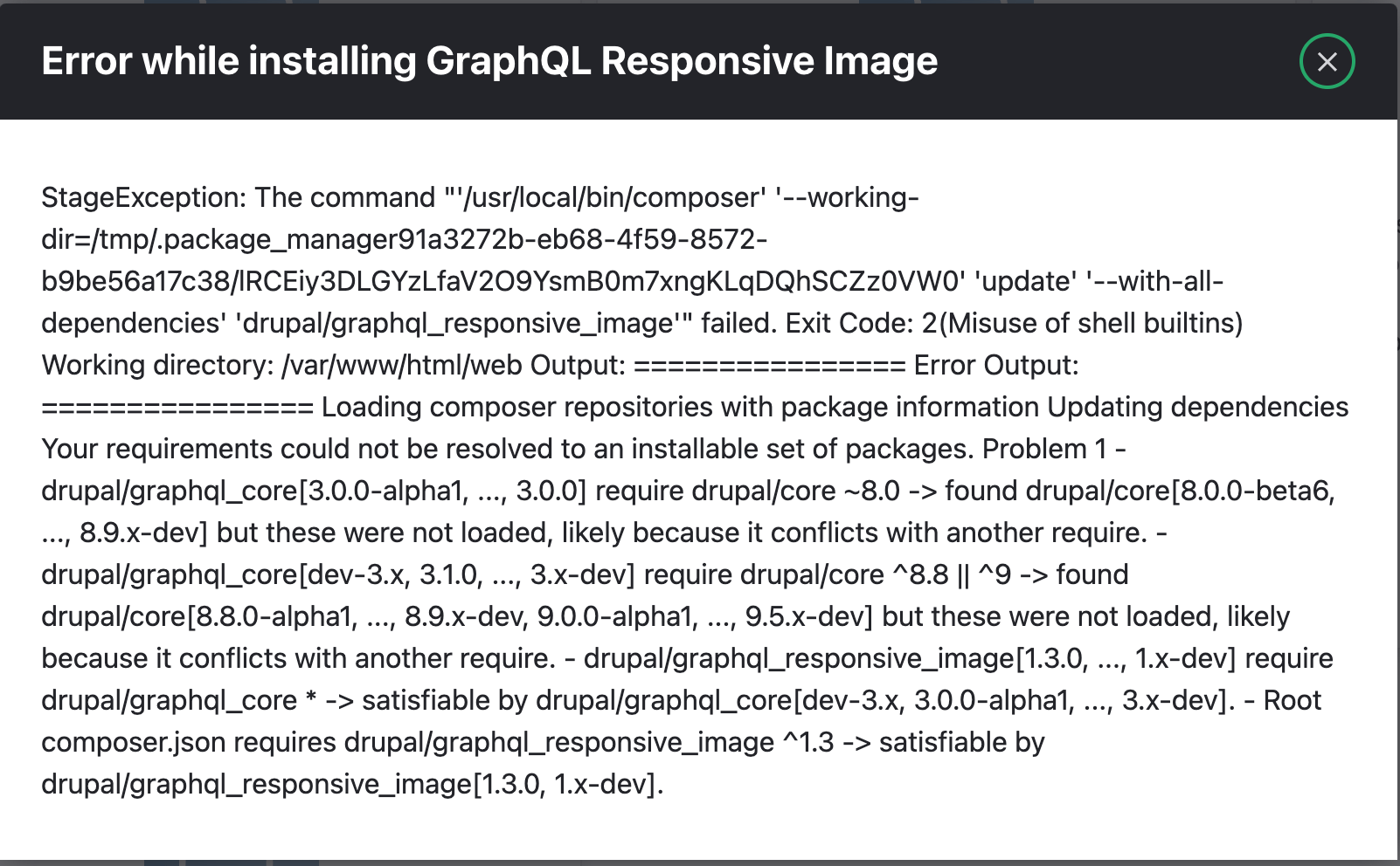 GraphQL Responsive Image module throws error on install [3365738