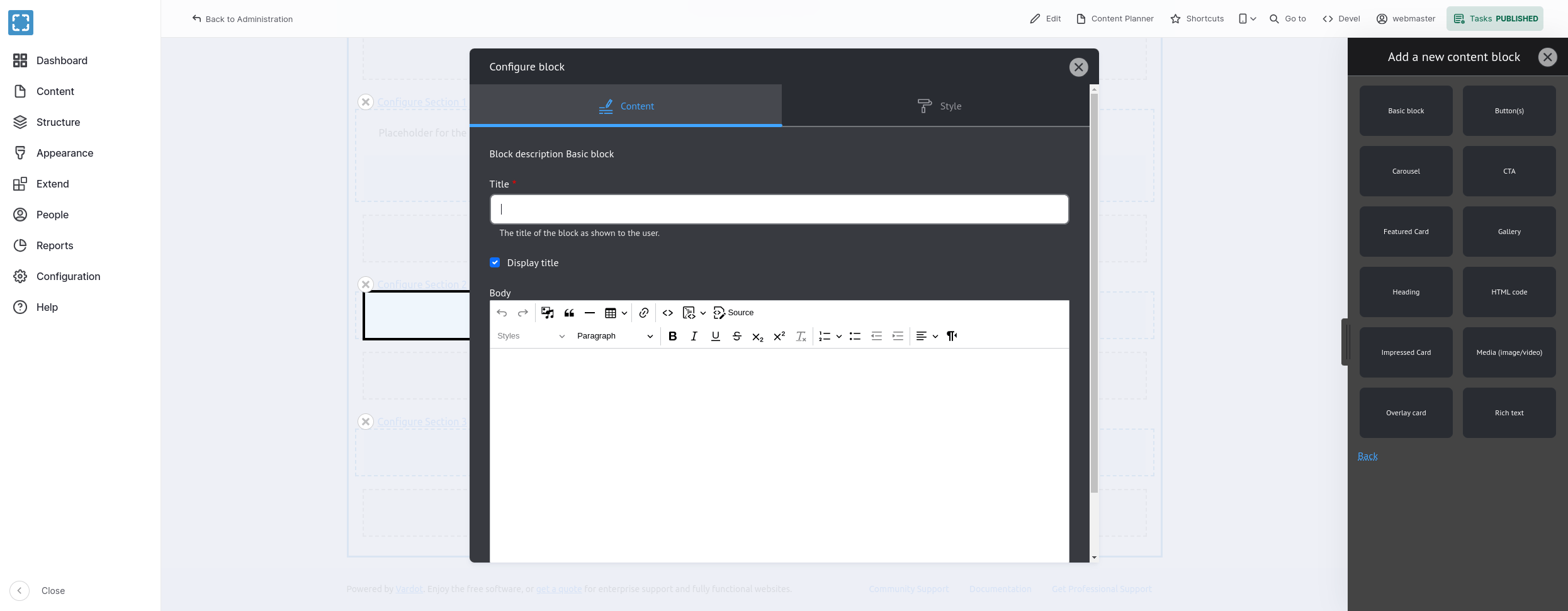 Fix Layout Builder Modal dialog UI zindex over the overlay after