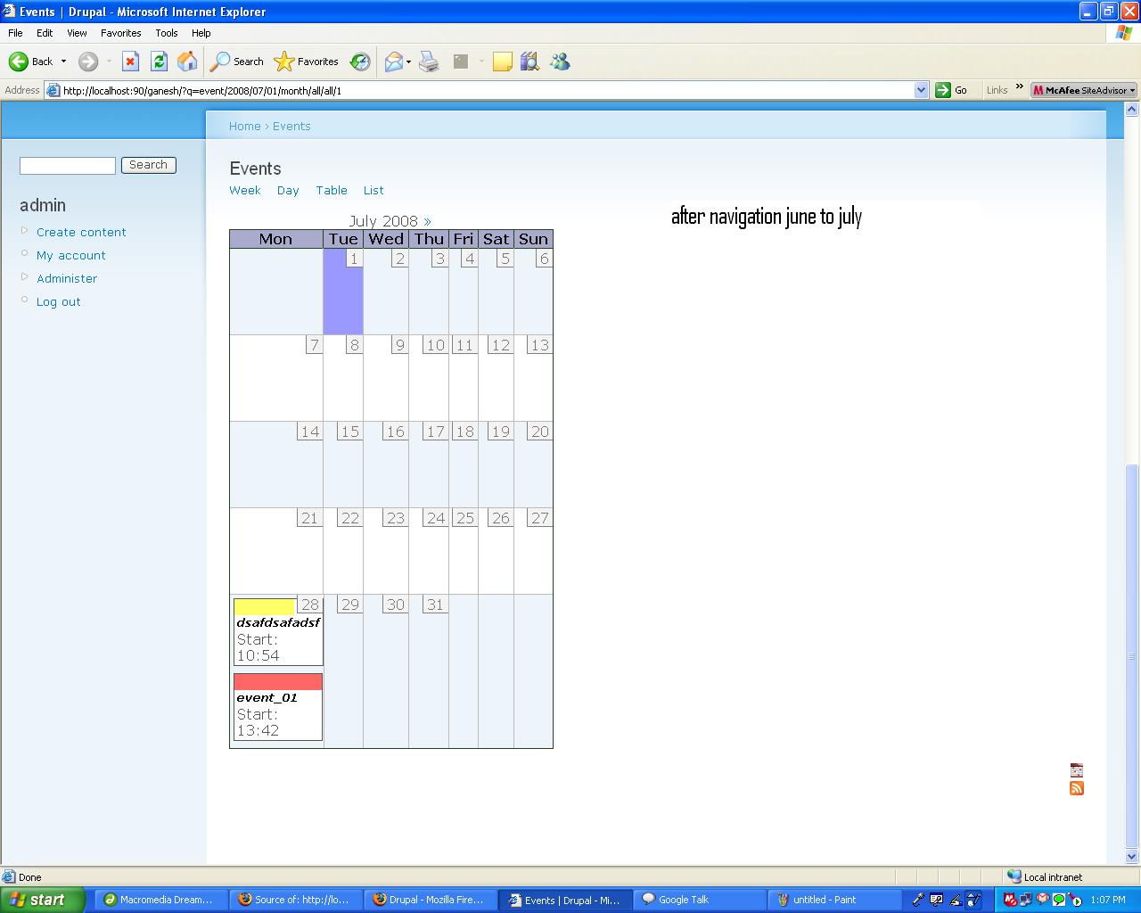 In IE , my event mini calendar not working [288480]