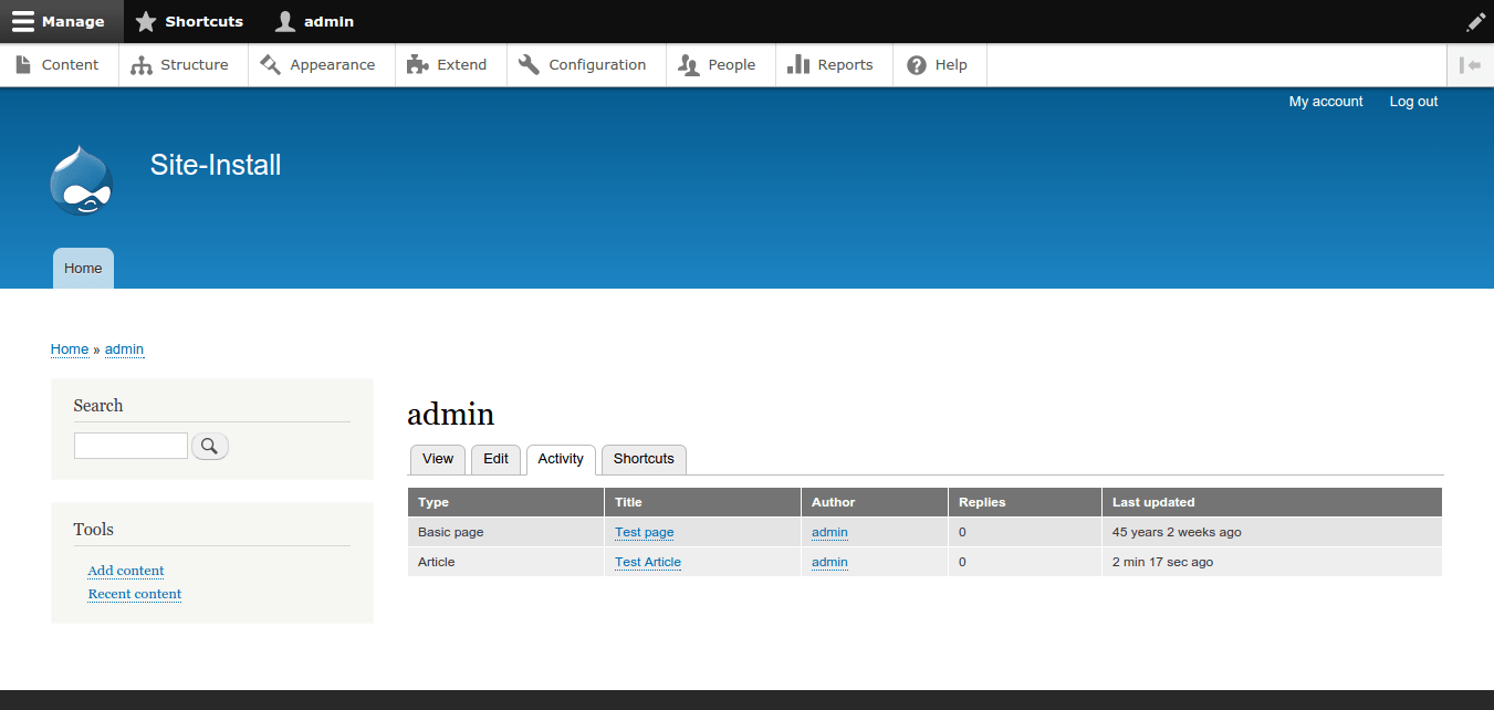 Activity Tracker shows 'Last updated' status as '45 years 1 week ago