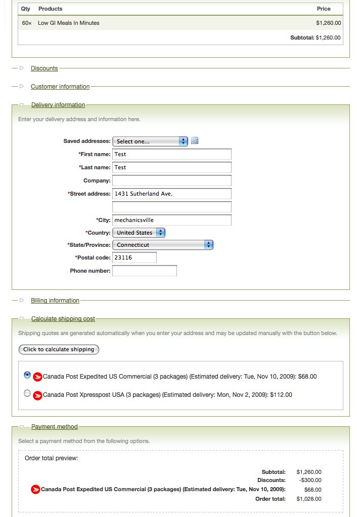 Various shipping quotes All based on same product, location
