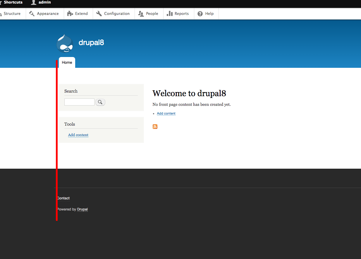 Footer container contents are wider than other page elements in Bartik