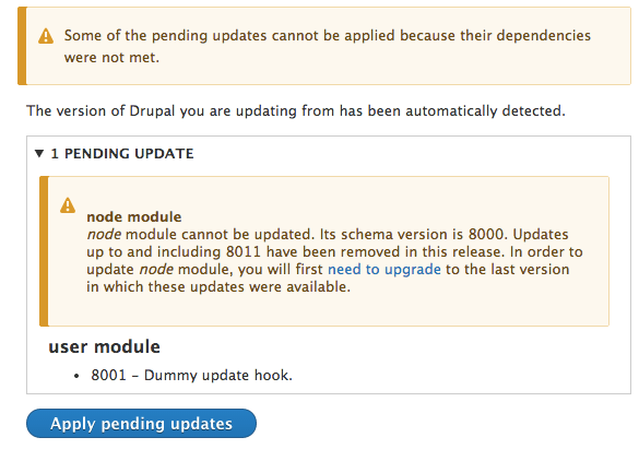 update.php does not display the error messages if there are only