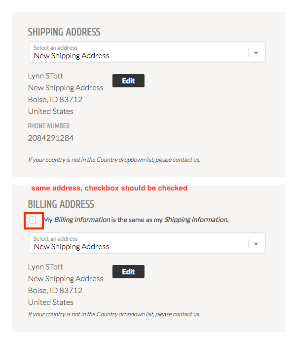 Billing address is not updated when Shipping address changes, and the