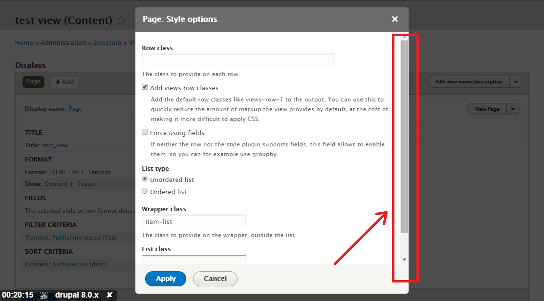 No scrollbar in views style option popup [2137849]