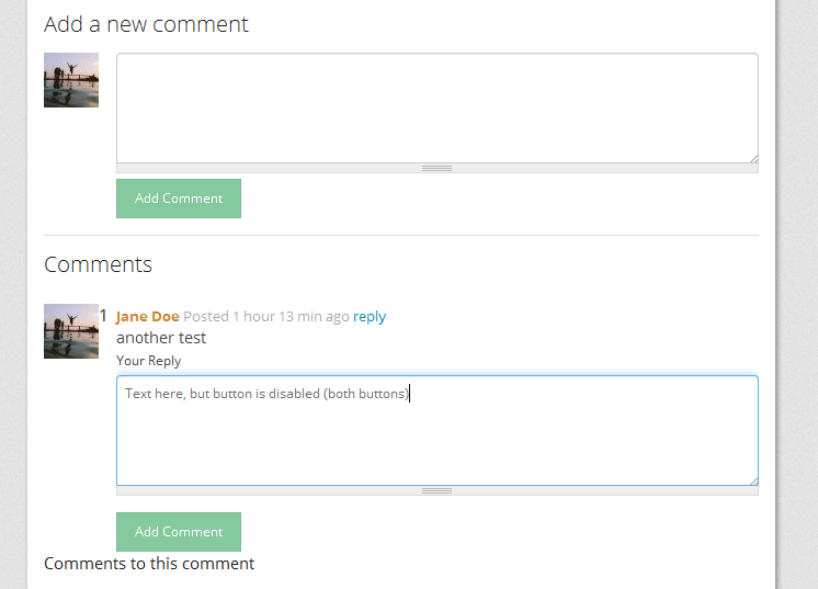 comment submit buttons disabled in bootstrap [2359063]