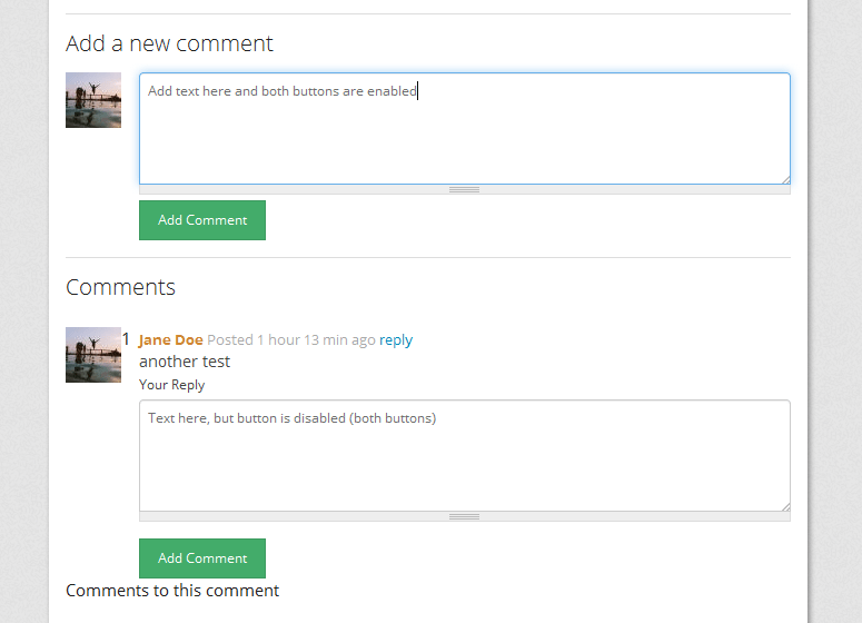 comment submit buttons disabled in bootstrap [2359063]