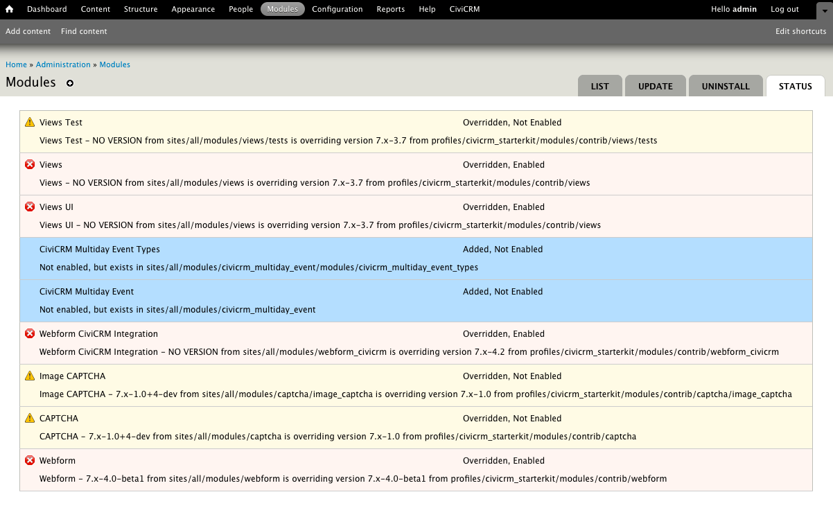 Overriding and Removing Overridden Modules included in a Distribution