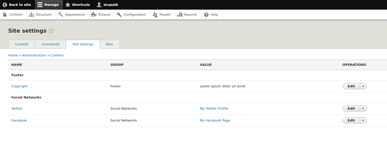 Site Settings and Labels