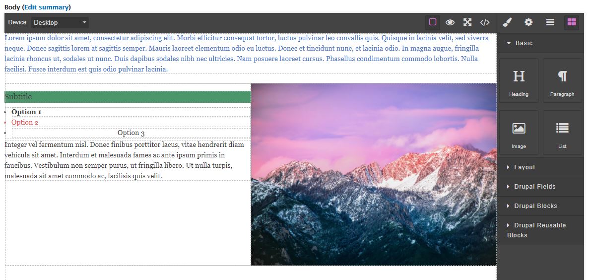 GrapesJs Editor Page builder