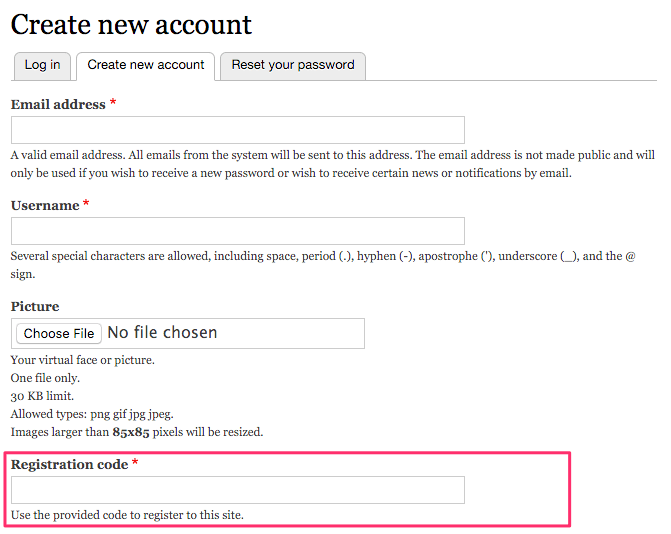 Registration code (simple)