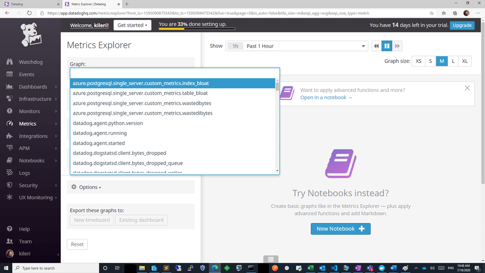 How to monitor bloat in Postgres with Datadog custom metrics on Azure