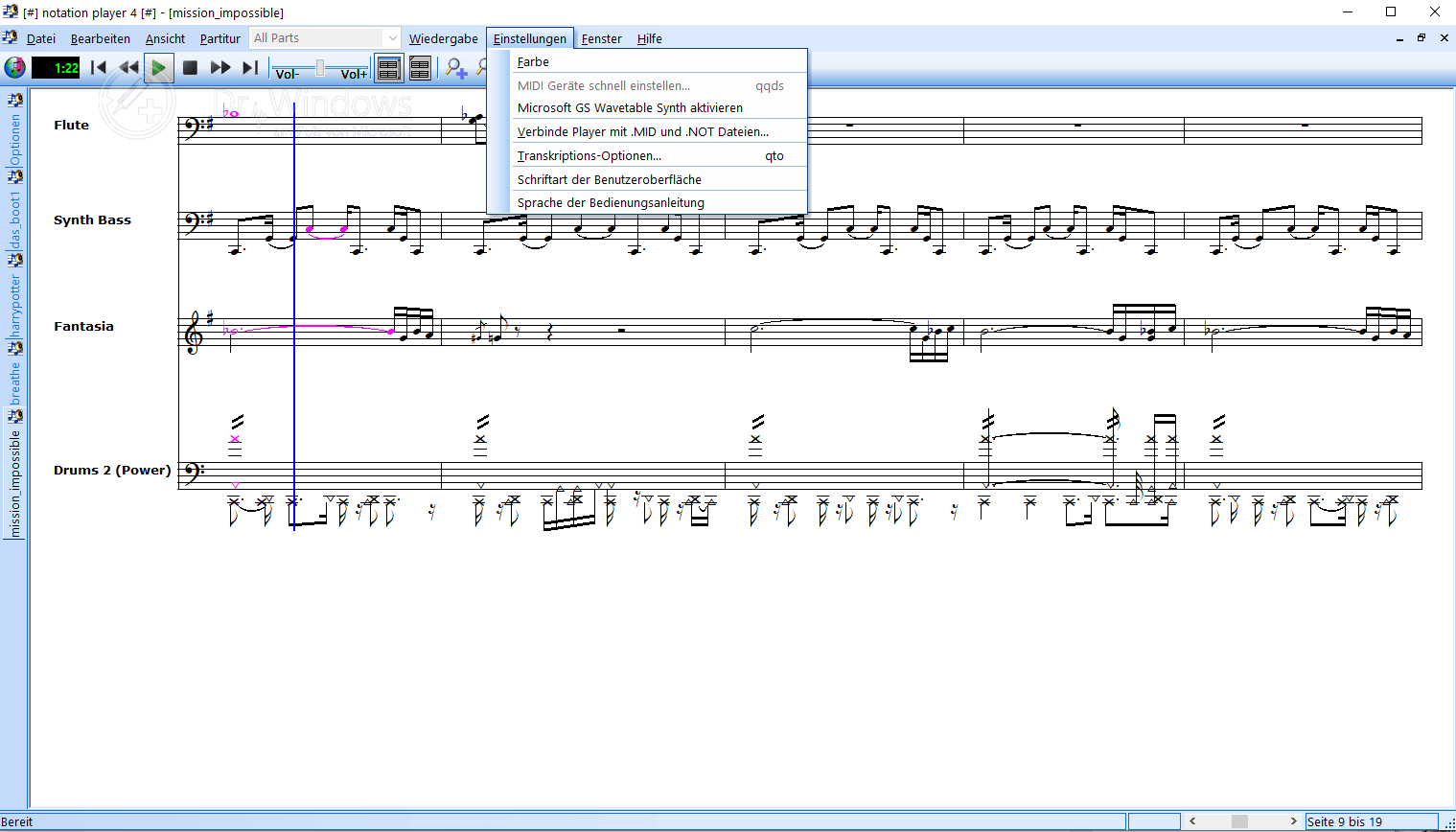 Notation Player MIDIDateien auf Notenpapier › Dr. Windows