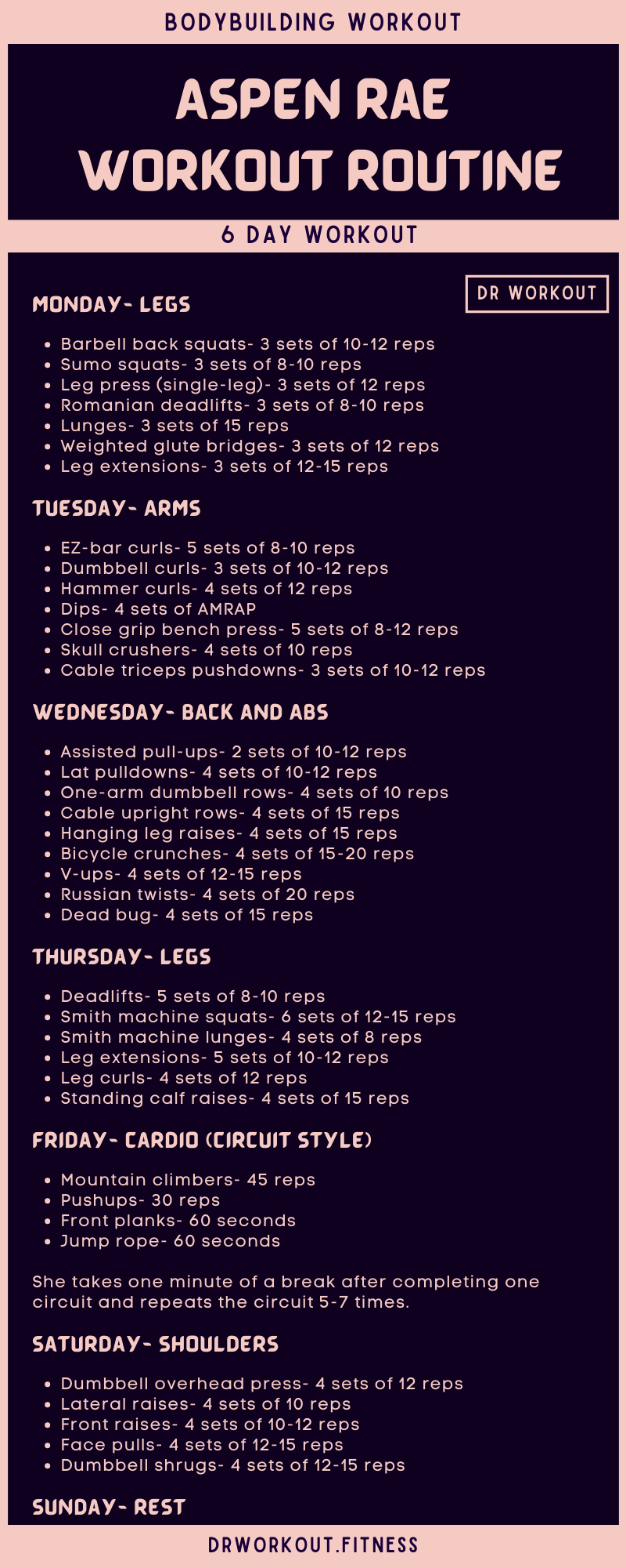 Aspen Rae's Workout Routine and Diet Plan Dr Workout